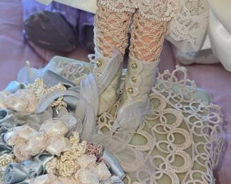 Victorian-style Porcelain Doll with Violin and Music Box Base
