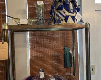 Murano Glass, Hand Blown Art Glass, Hollywood Regency Etagere. glass and brass.