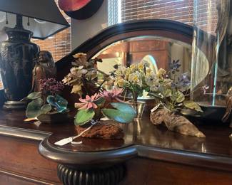 Gem stone trees.  Enameled metal Floral Sculptures.