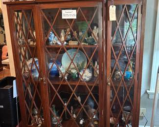Mahogany Triple Door Inlaid China Cabinet with lattice Front $300 as is.