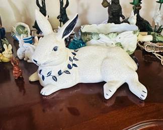 Dedham Pottery The Potting Shed Crackle Glaze Rabbit Figurine