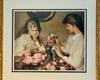 Two Girls Arranging Flowers by Sir George Clausen