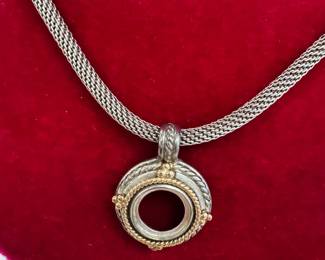 GID Neclace & Earings Sterling SIlver & 14K gold accents, (Italy)