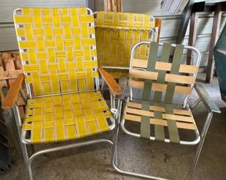 156 trioofvintagealuminumwebbedfolding