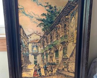 209 signedantonispanishstreetsceneframe