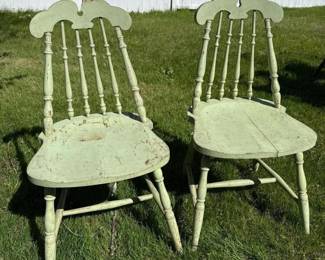 089 setof2vintagewindsorstylewoodench