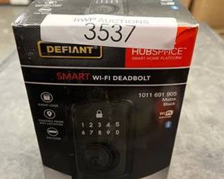 Square Compact Hubspace Matte Black Electronic Single Cylinder Deadbolt