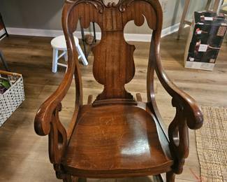100 year old rocker, solid wood, hand carved