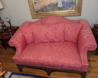 Chippendale Style Camel Back Loveseat