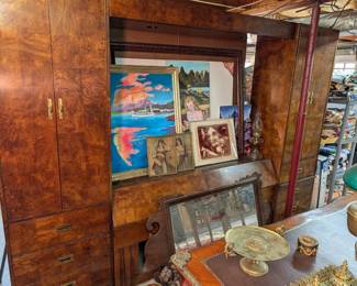 Burl Wood Cocktail Display Cabinet
