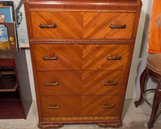 Art Deco Waterfall Highboy Dresser