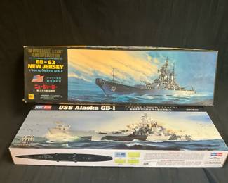 Pair Of Model Ships feat. BB62 New Jersey