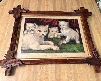 Currier & Ives Three Little White Kitties