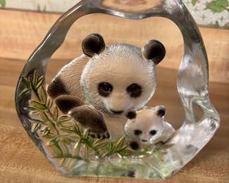 Mom and Baby Panda Paperweight 