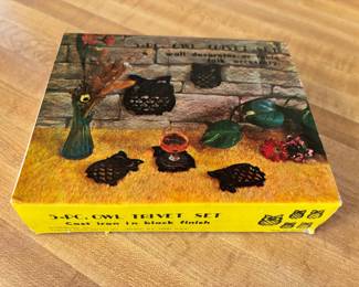 Vintage Cast Iron Owl Trivet Set