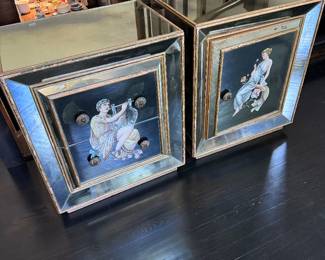Pair of Antique Eglomise Mirrored Cabinets