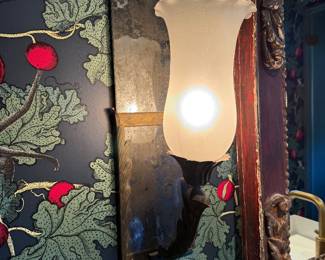 Pair of French Antique Tole and Mirror Sconces