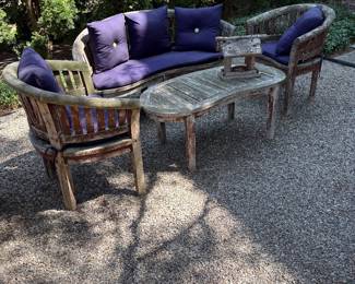 4 Piece Set of Teak Outdoor Furniture with Custom Cushions