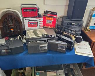 Large Collection of Weather Transittor Radios, Speakers and much more