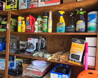 Lots in the Garage:  DynaTrap Bug Zapper; Cleaners & other Bottled Supplies; Dog Agility Training Kit; Sled; 3 lb. Weighted Balls; Gibraltar Woodlands Mail box; and so much more!!