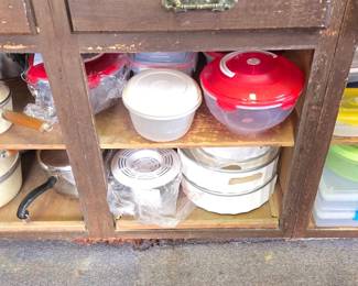 Pots/Pans; Assorted Cook & Bakeware; Assorted Plastic Storage Pieces