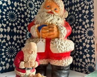 Two Plaster Vintage Santas