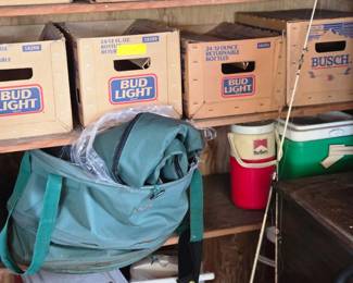 Assorted Picnic & Beverage Coolers; fishing Equipment and more