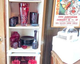 Collection of Ruby Ware -- including vases; plates; glassware, bowls and much more