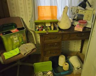Singer Sewing Machine; Sewing Table; Threads, Notions & Supplies
