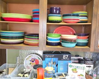 Loads of Fiestaware; Pfaltzgraff NIB Flatware Set; assorted utensils and much more