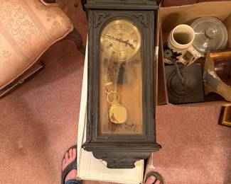 Black-cased wall clock