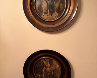 Pair of round framed Linton prints