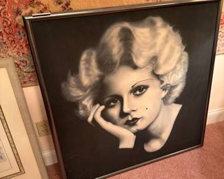 Large black-and-white blonde portrait print
