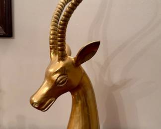 Brass antelope/gazelle head sculpture