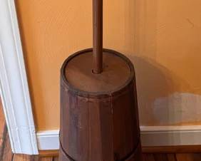 Vintage wooden, banded butter churn
