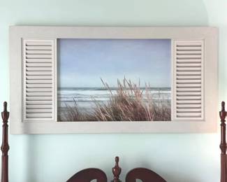 Coastal shutter=framed board canvas