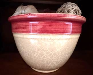 Crackle glazed ceramic bowl