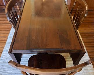 Pine drop leaf dining table and four chairs