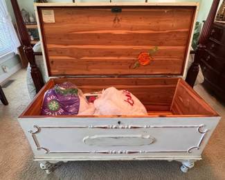 Painted and distressed Lane cedar chest