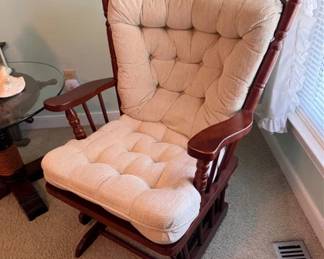 Wooden rocker glider with cushions