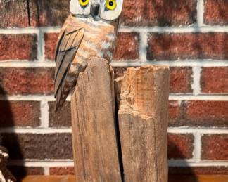 Carved wooden owl