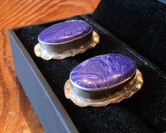 Charoite sterling silver earrings