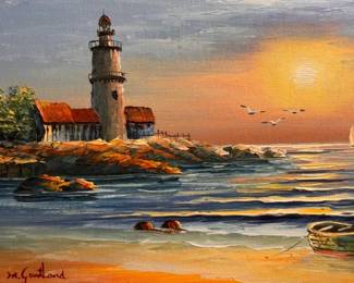 Closeup of oil painting by M. Gartland