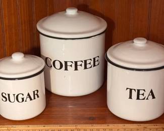 Farmhouse-inspired enamel canisters
