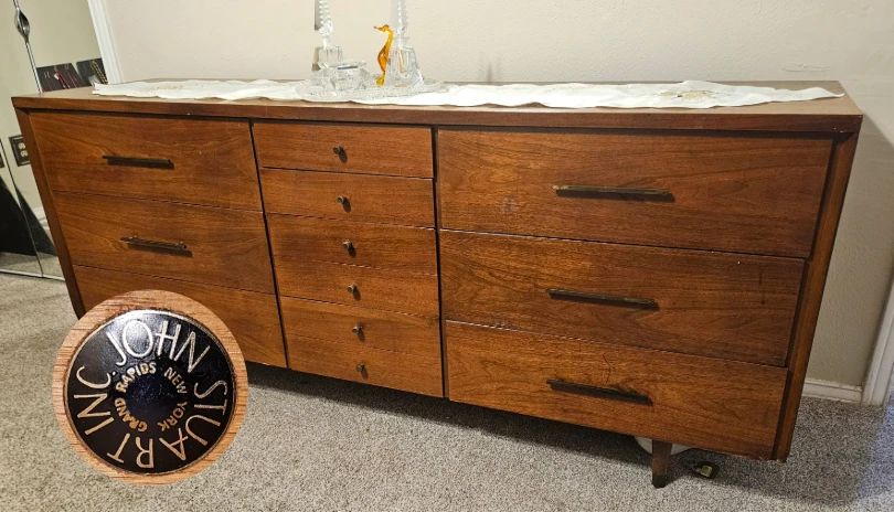 MCM John Stuart Walnut Ten-Drawer Dresser