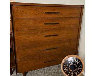 MCM John Stuart Walnut Five-Drawer Dresser