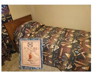 Twin Bedding Sets (3) Sealy Posture Premier; Mission Style Oak Headboard