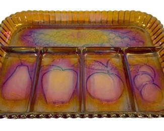 4896 - Indiana Carnival Glass Divided Fruit Tray (Description): 13"