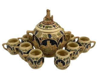 4343 - 9 Pc German Stoneware Cider Set