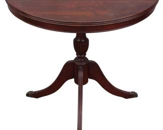 625 - Vintage Pedestal Demilune Table (Description): 22 x 25 x 13
